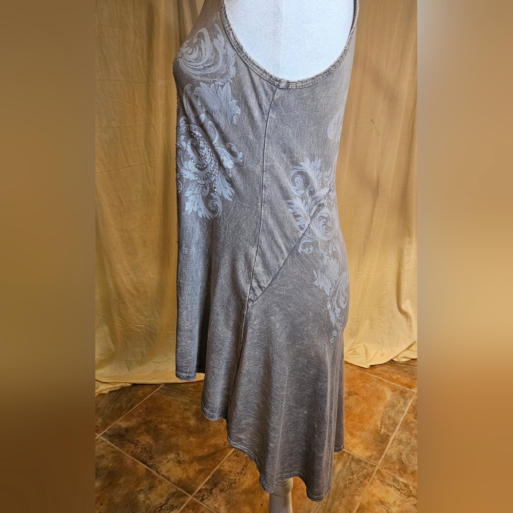 Vocal Silver and Tan Tunic Top with Chic Design - Picture 13 of 15